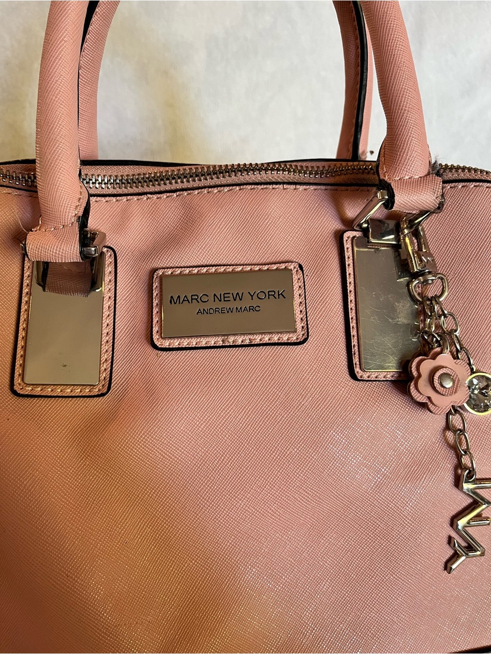 Marc New York Pink Saffiano Satchel with Charms